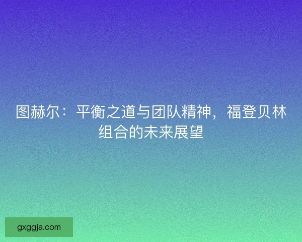 图赫尔：平衡之道与团队精神，福登贝林组合的未来展望