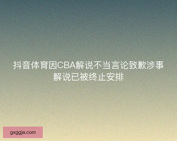 抖音体育因CBA解说不当言论致歉涉事解说已被终止安排