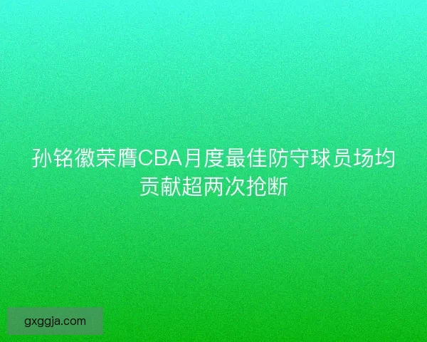 孙铭徽荣膺CBA月度最佳防守球员场均贡献超两次抢断